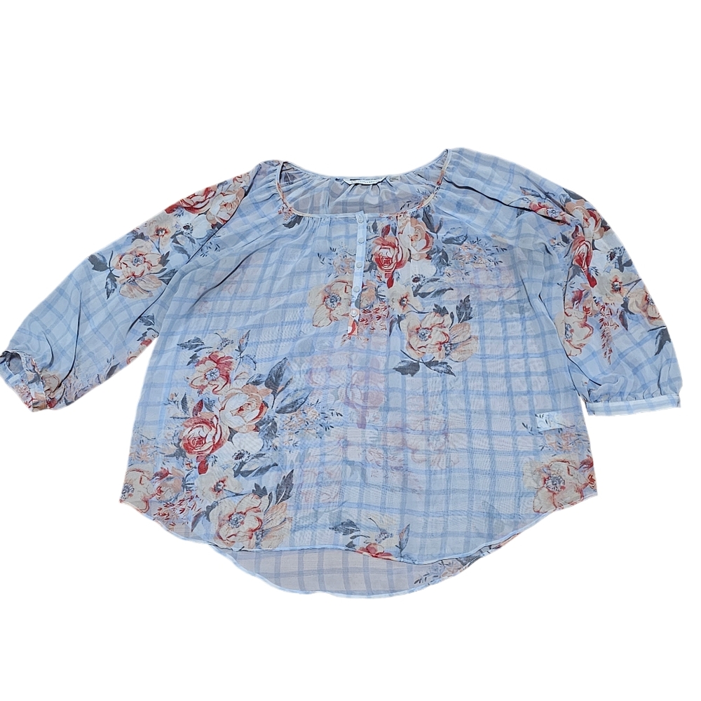 LAUREN CONRAD Women's Sheer Pullover Top with Floral Print XL - Picture 3 of 6